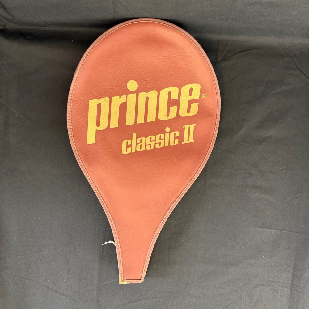 Vintage Prince Classic II Tennis Racquet Head Cover Brown Zippered Case